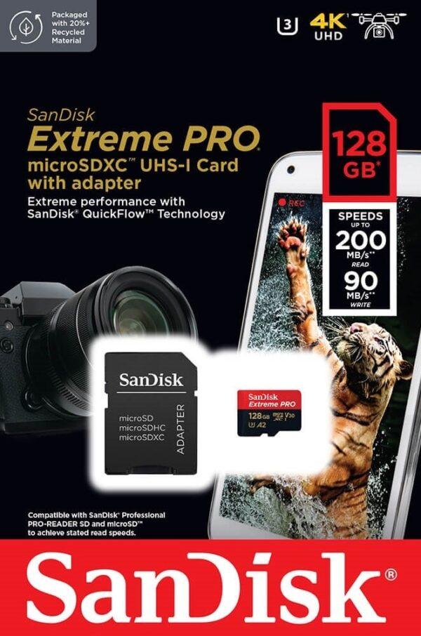 SanDisk Extreme PRO microSDXC UHS-I Card 128GB – SDSQXCD-128G-GN6MA