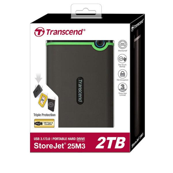 Transcend External HDD 2TB – Iron Grey – TS2TSJ25M3S